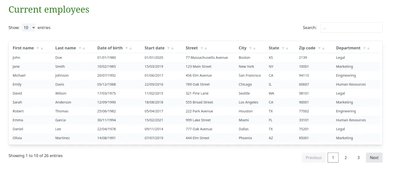 React Table Component